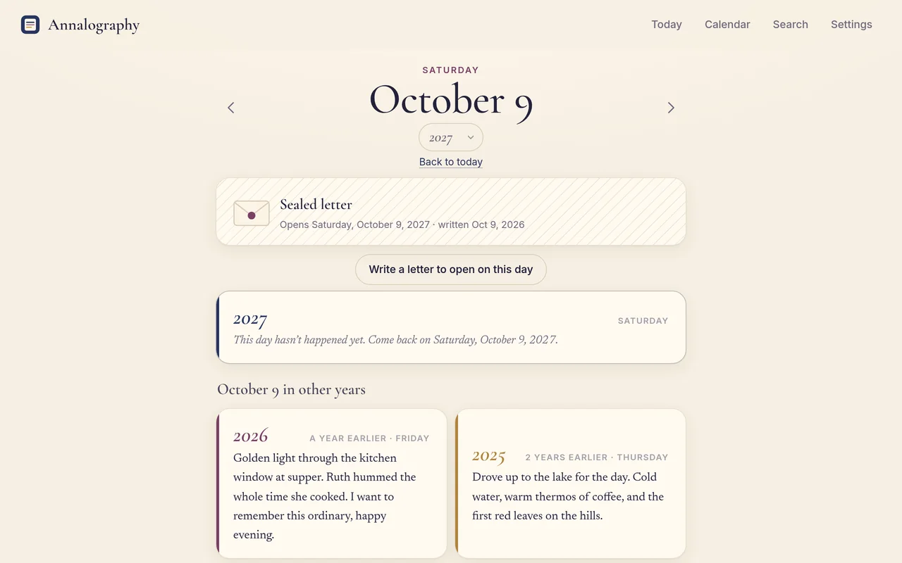 A sealed letter waiting on October 9 next year