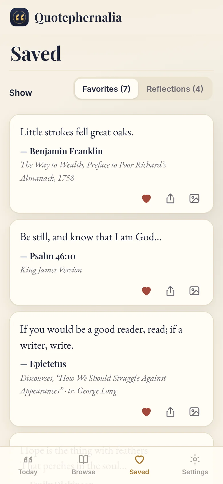 Favorite quotes on a phone